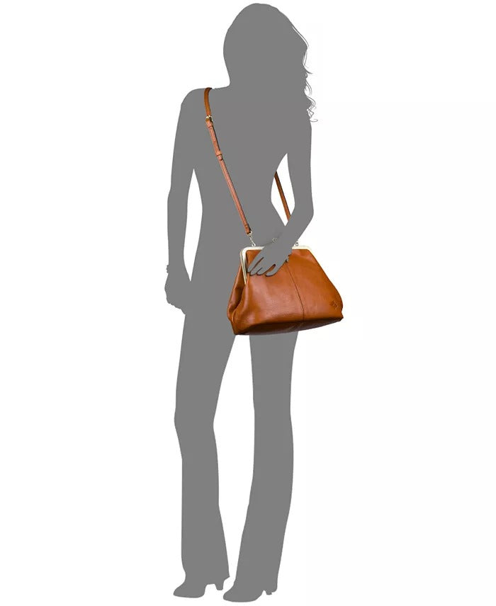 Classic Kiss-lock Closure Adorned Leather Bag