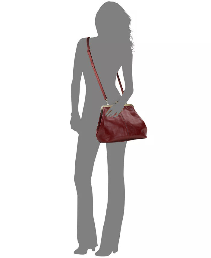 Classic Kiss-lock Closure Adorned Leather Bag