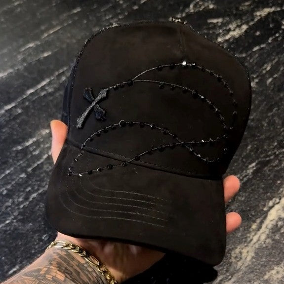 Shiny Long Chain Cap - White