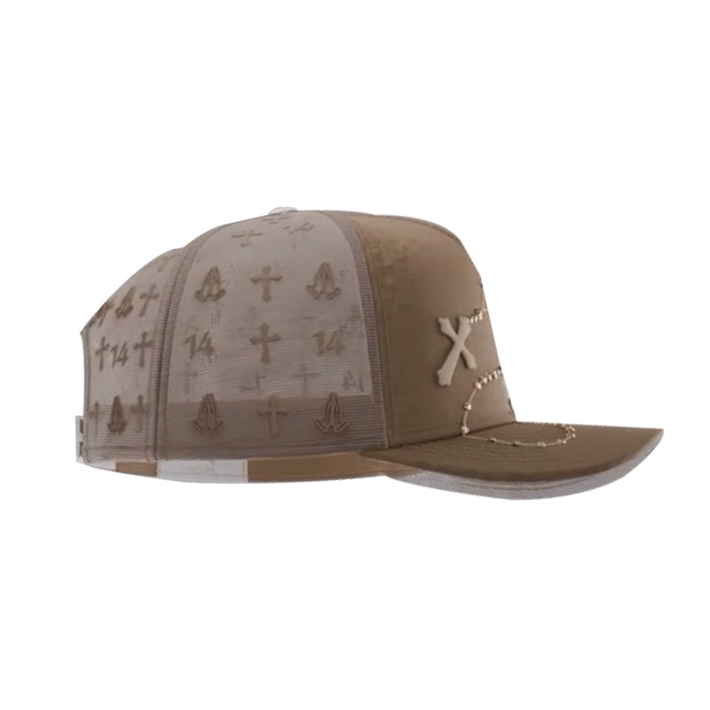 Shiny Long Chain Cap - Brown