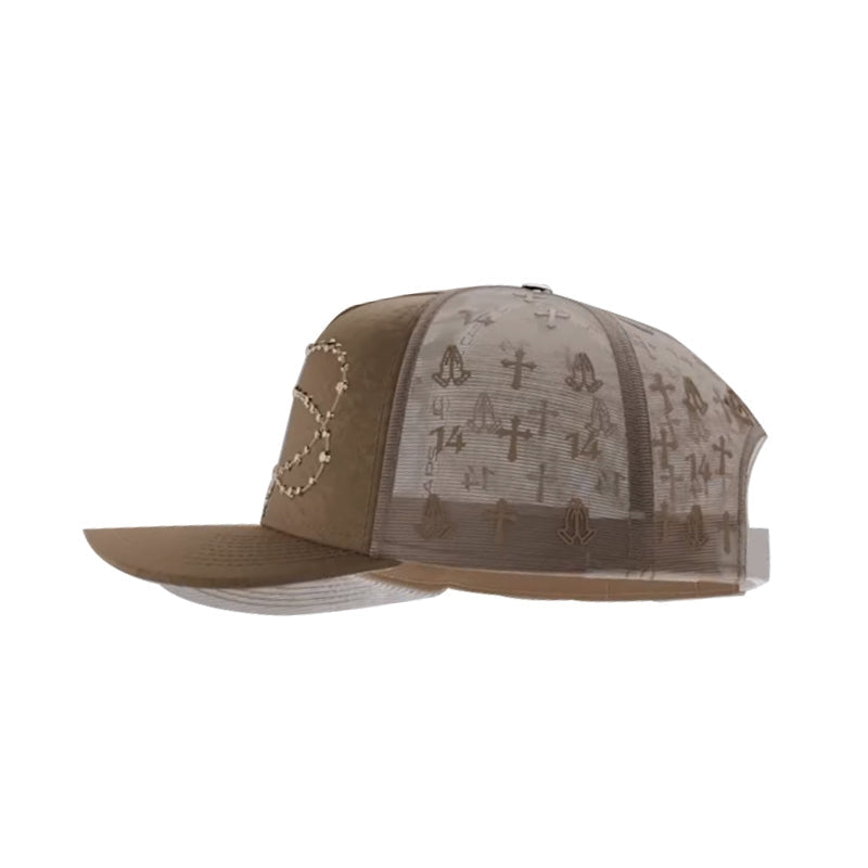 Shiny Long Chain Cap - Brown