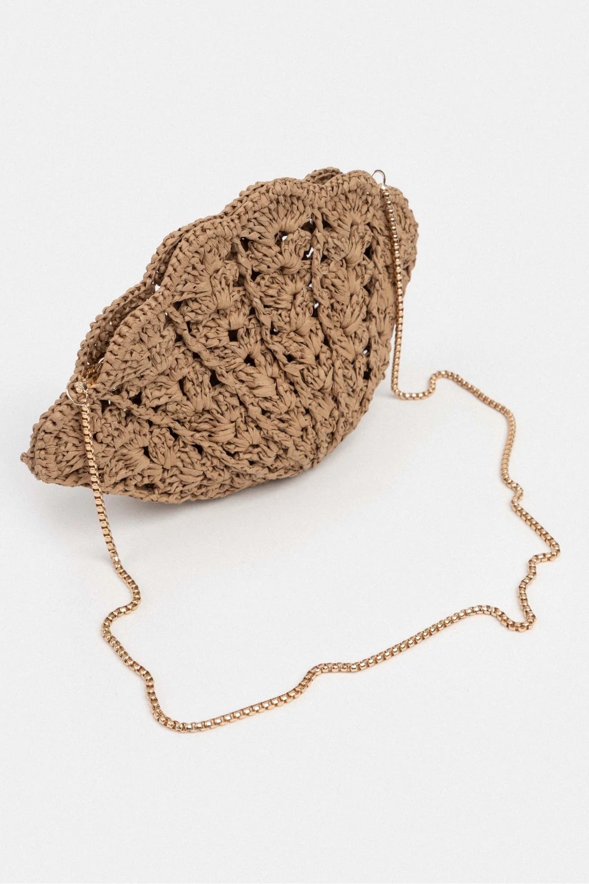 Black Knitted Chain Shoulder Strap Detail Women's Bag