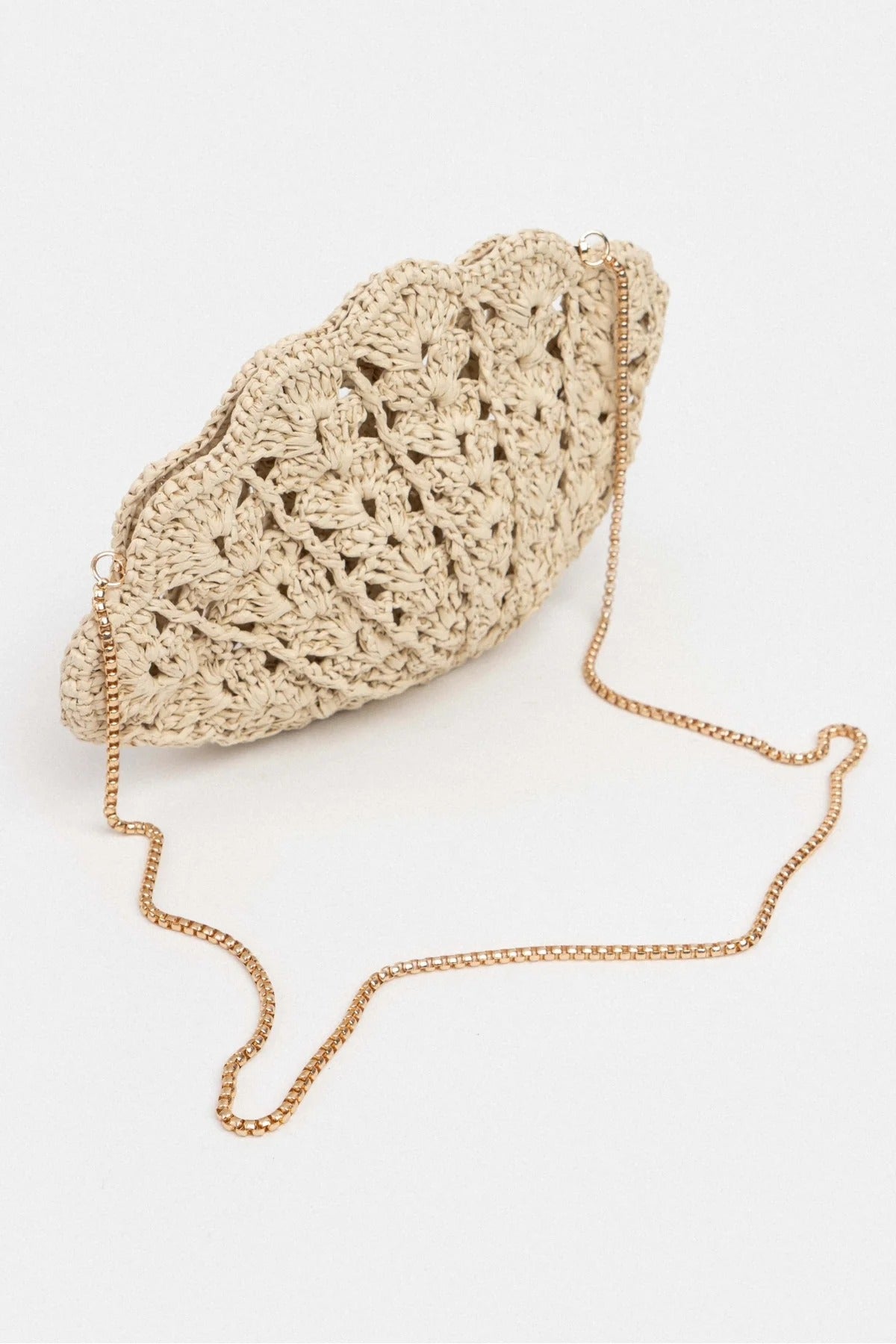 Black Knitted Chain Shoulder Strap Detail Women's Bag