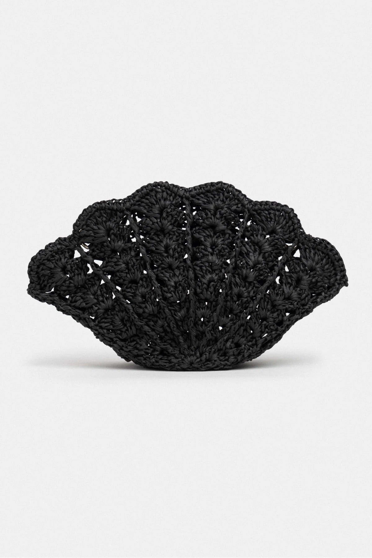 Black Knitted Chain Shoulder Strap Detail Women's Bag