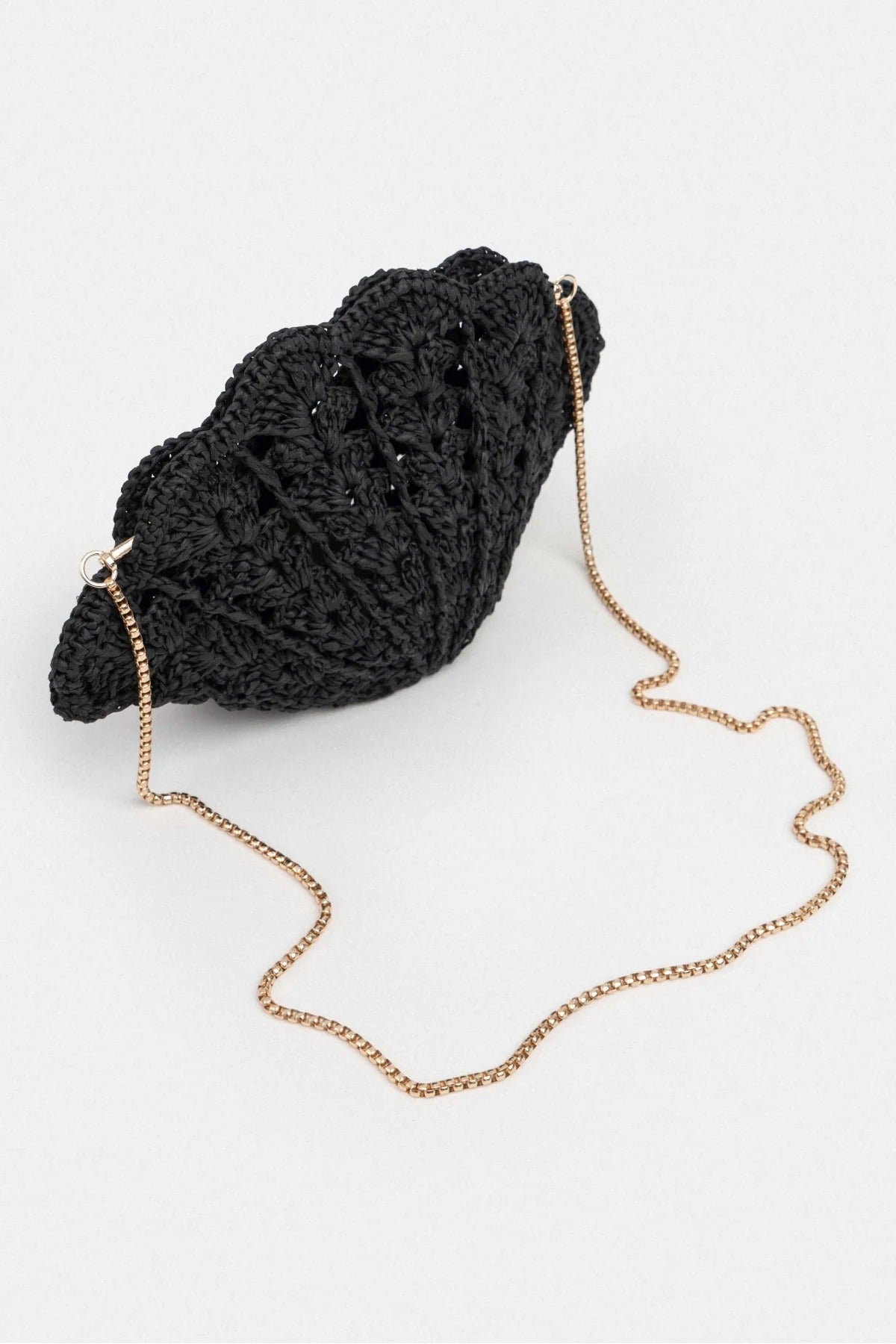 Black Knitted Chain Shoulder Strap Detail Women's Bag
