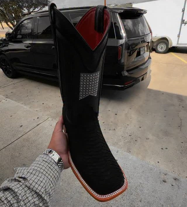 Matte Python Boots – Square Toe