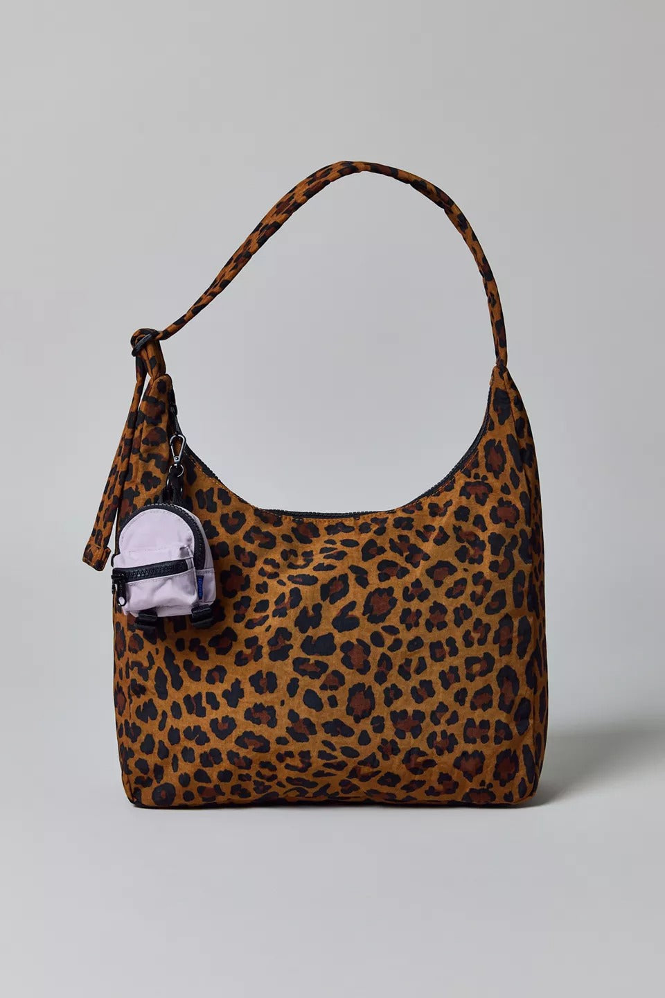 Leopard Print Nylon Shoulder Bag
