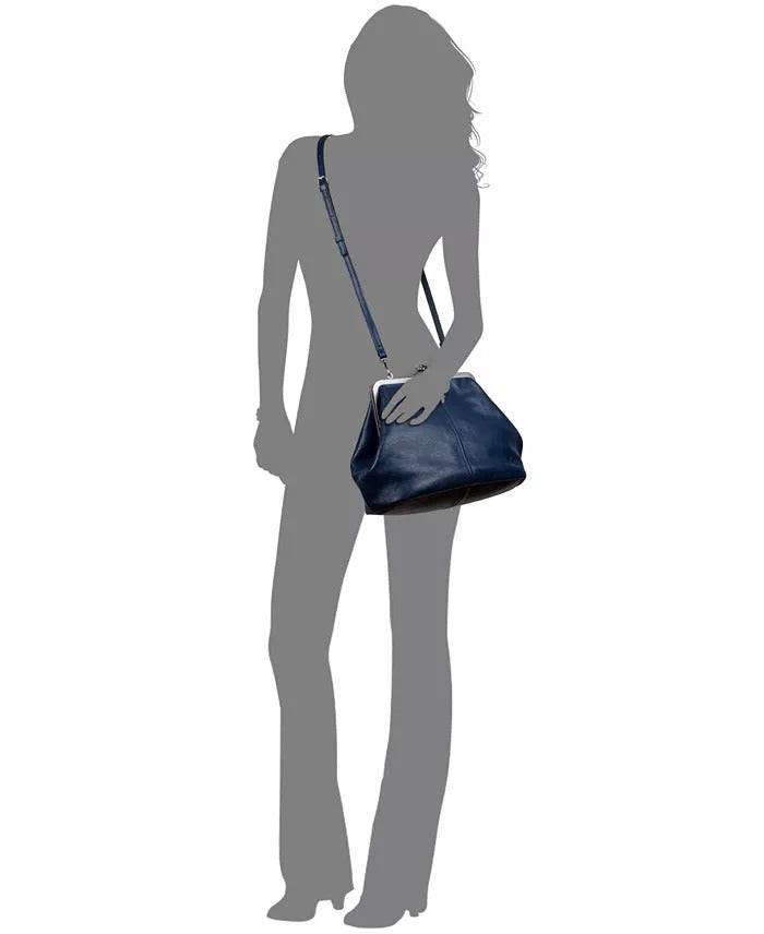 Classic Kiss-lock Closure Adorned Leather Bag