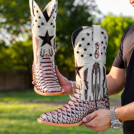 Orix Python Leather Boots - Square Toe
