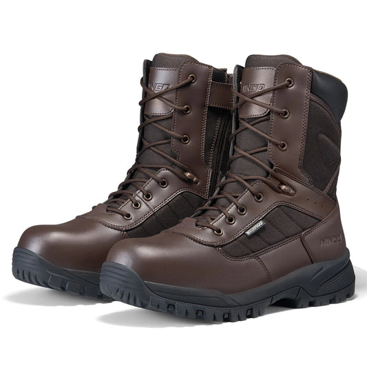 Men's 8" Waterproof Work Boots Side Zipper Tactical Military Safety Boots